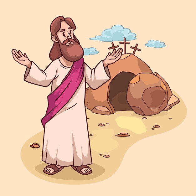 Ilustración dibujada a mano del domingo de Pascua