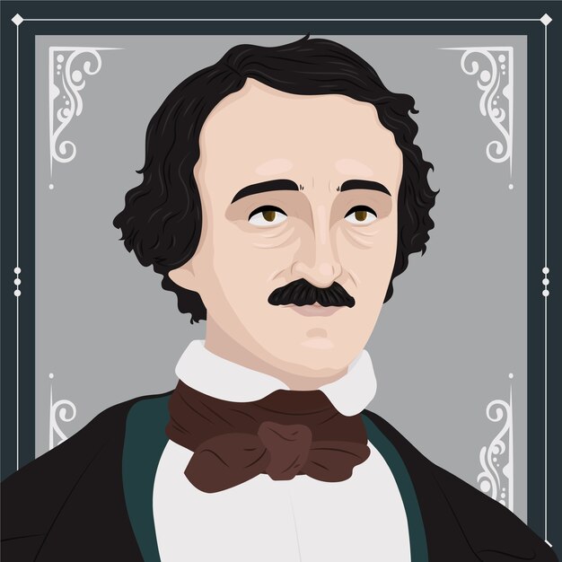 Ilustración dibujada a mano por Edgar Allan Poe