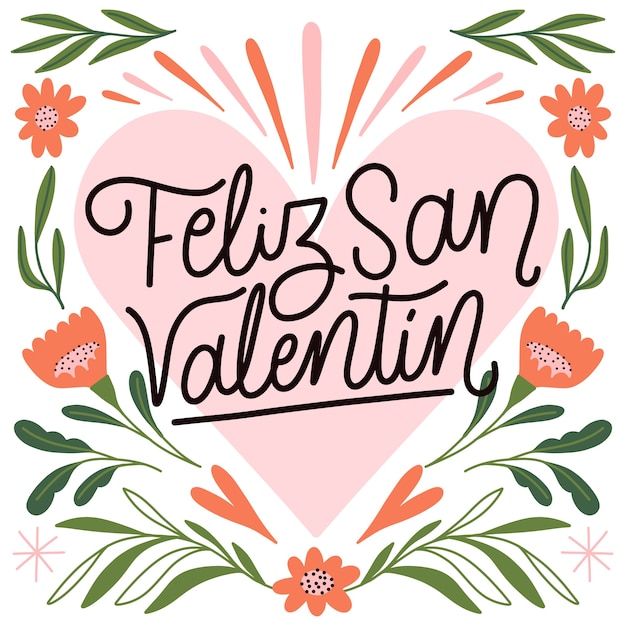 Vector gratuito ilustración dibujada a mano de feliz día de san valentín en español