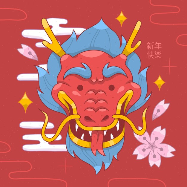 Ilustración dibujada a mano para el festival del año nuevo chino