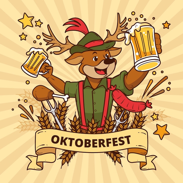 Vector gratuito ilustración dibujada a mano para el festival de oktoberfest