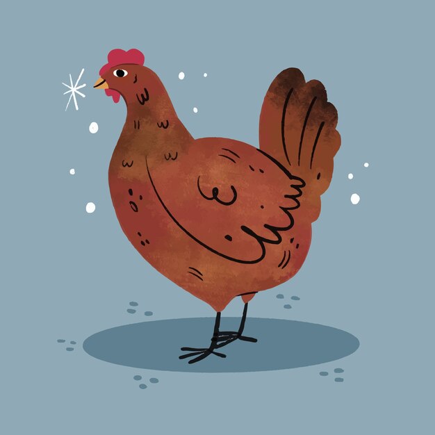 Ilustración dibujada a mano de una gallina