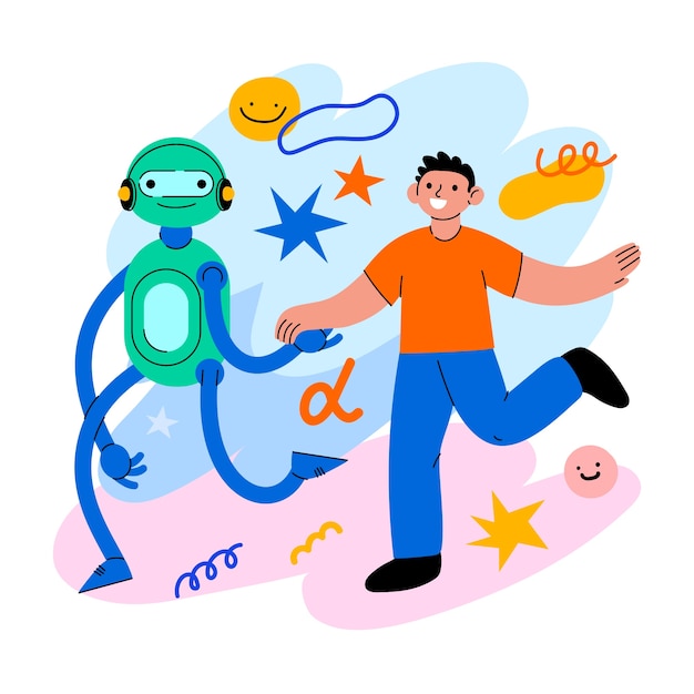 Ilustración dibujada a mano de la generación alfa.