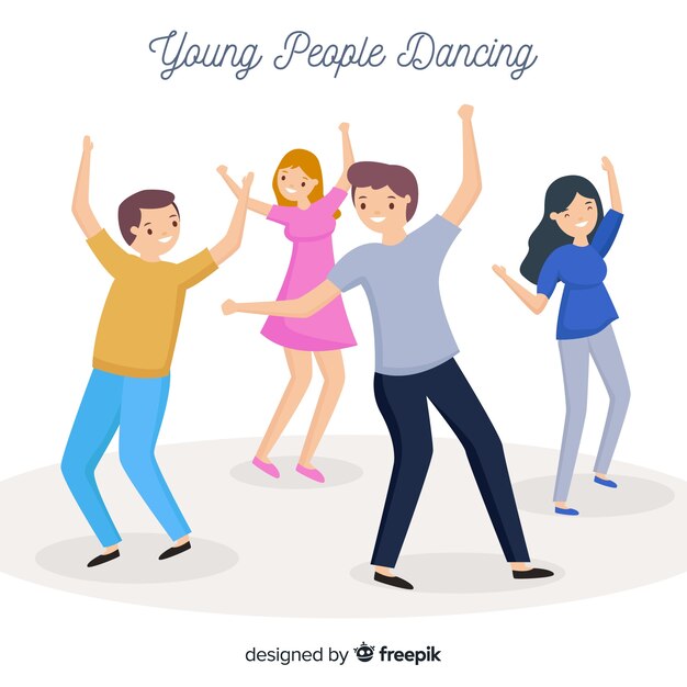 Ilustración dibujada a mano gente joven bailando