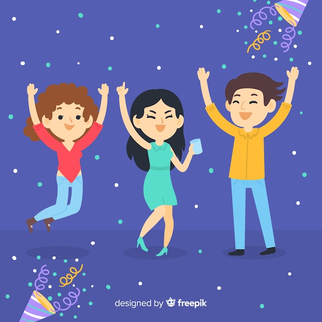 Vector gratuito ilustración dibujada a mano gente joven bailando