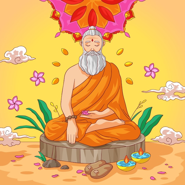 Ilustración dibujada a mano para guru purnima