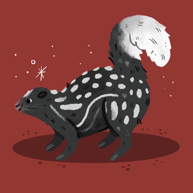 Ilustración dibujada a mano de una mofeta
