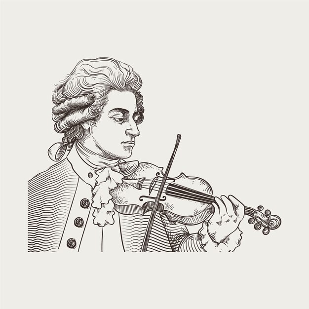 Ilustración dibujada a mano por Mozart