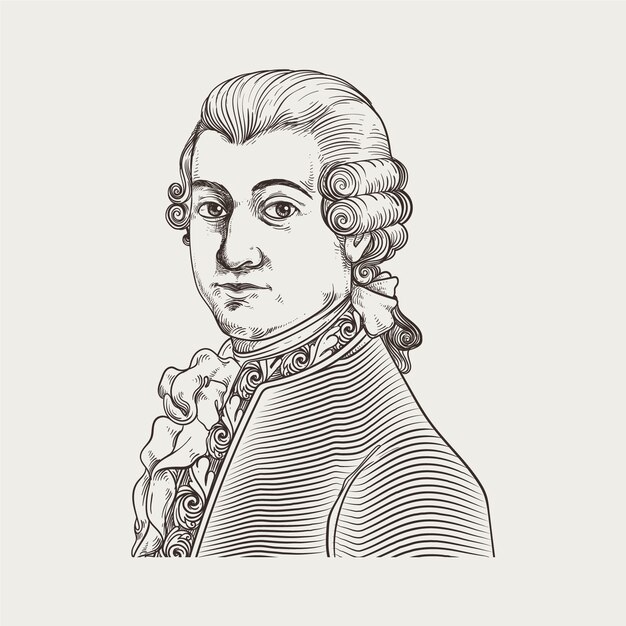 Ilustración dibujada a mano por Mozart