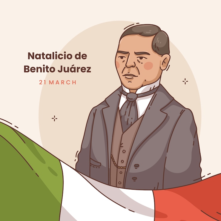 Vector gratuito ilustración dibujada a mano por natalicio de benito juarez.