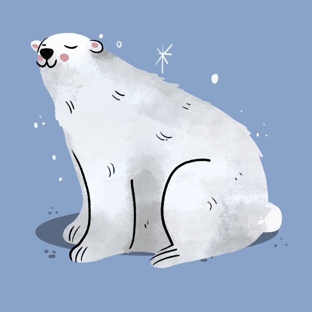 Ilustración dibujada a mano de un oso polar