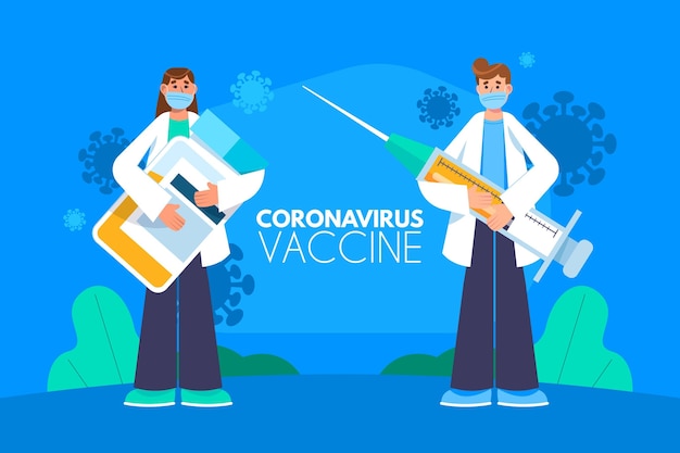 Vector gratuito ilustración dibujada a mano plana de la vacuna contra el coronavirus