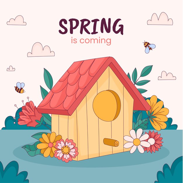Ilustración dibujada a mano para la temporada de primavera.