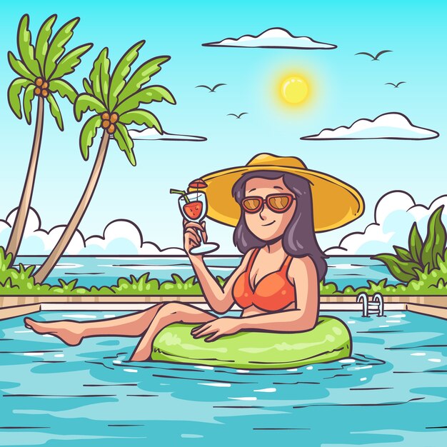 Ilustración dibujada a mano para la temporada de verano.