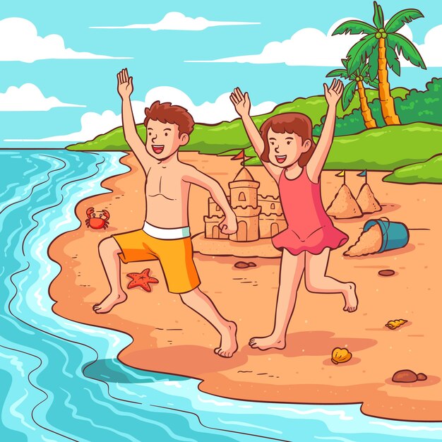 Ilustración dibujada a mano para la temporada de verano.