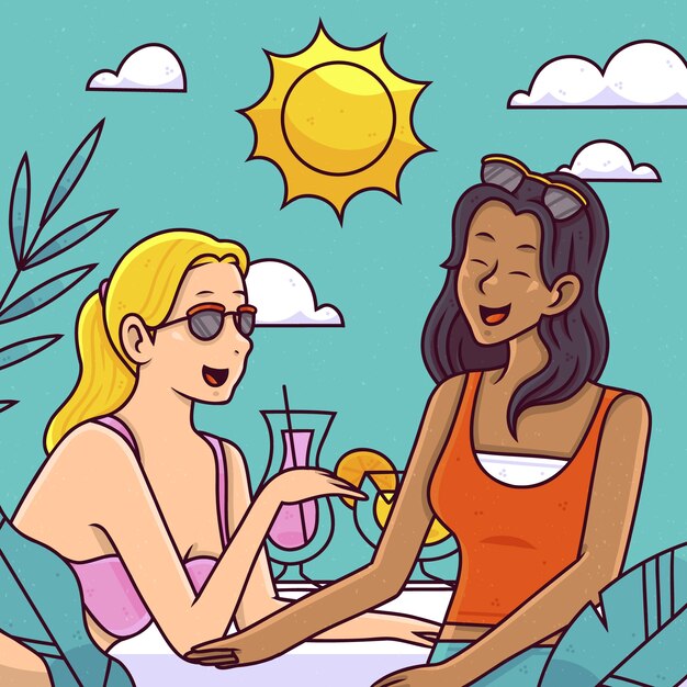 Ilustración dibujada a mano para la temporada de verano.