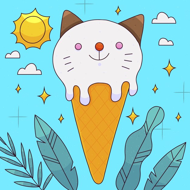 Ilustración dibujada a mano para la temporada de verano.