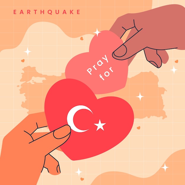 Ilustración dibujada a mano para el terremoto en turquía