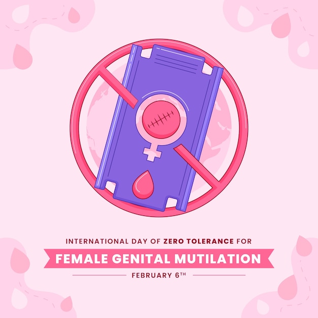 Vector gratuito ilustración dibujada a mano de tolerancia cero para la mutilación genital femenina