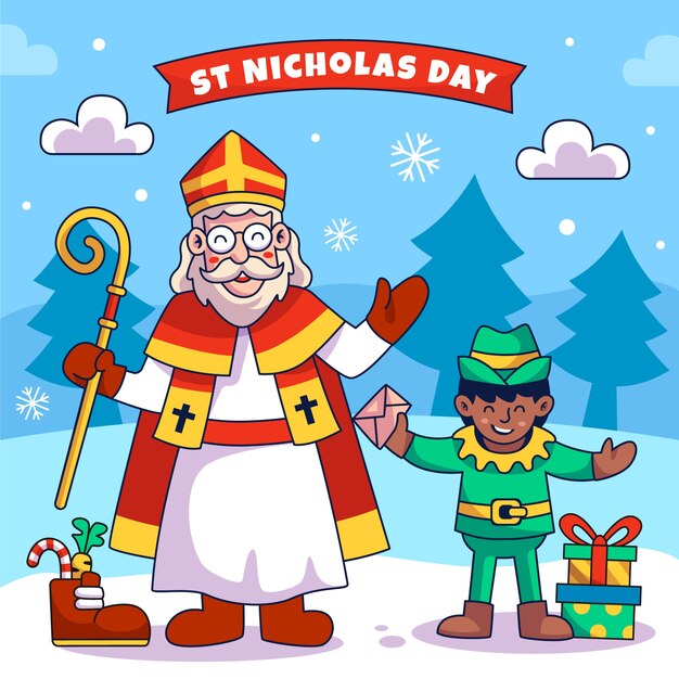 Ilustración dibujada a mano para las vacaciones holandesas de sinterklaas