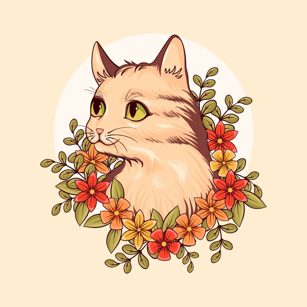 Ilustración de dibujado a mano del día internacional del gato