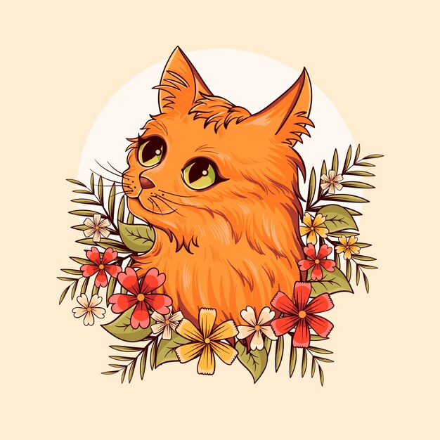Ilustración de dibujado a mano del día internacional del gato