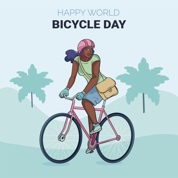 Ilustración de dibujado a mano del día mundial de la bicicleta