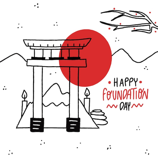 Vector gratuito ilustración de dibujado a mano de japón del día de la fundación