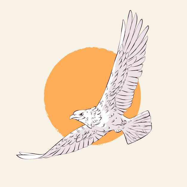 Ilustración de dibujo de águila volando dibujada a mano