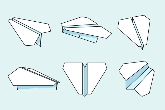 Ilustración de dibujo de avión de papel dibujado a mano