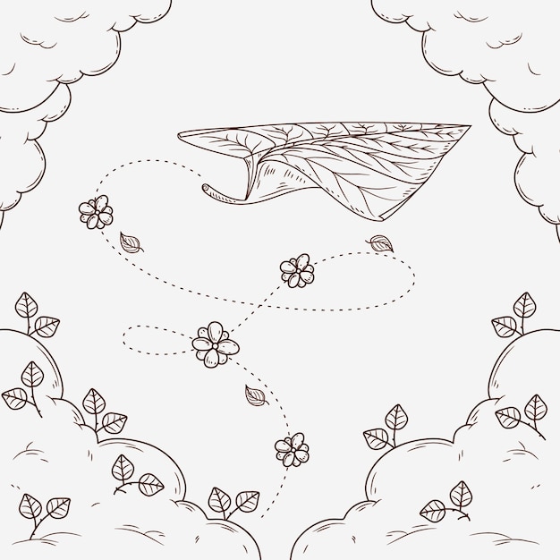 Ilustración de dibujo de avión de papel dibujado a mano