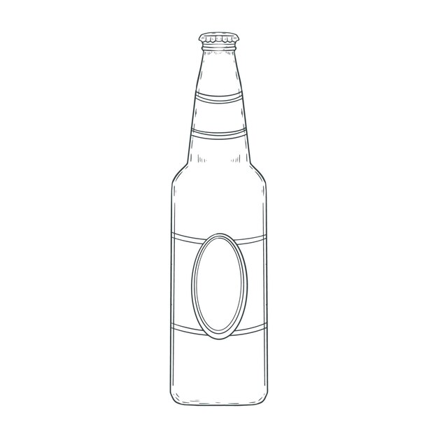 Ilustración de dibujo de botella de cerveza dibujada a mano
