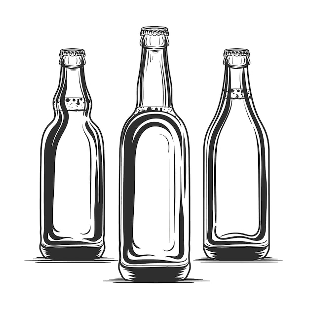 Vector gratuito ilustración de dibujo de botella de cerveza dibujada a mano