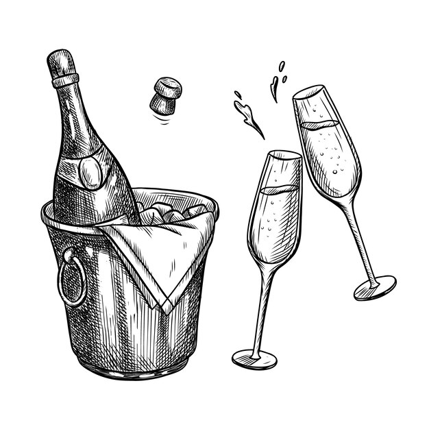 Ilustración de dibujo de botella de cerveza dibujada a mano