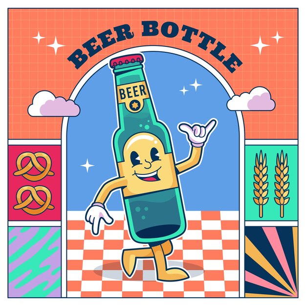 Ilustración de dibujo de botella de cerveza dibujada a mano