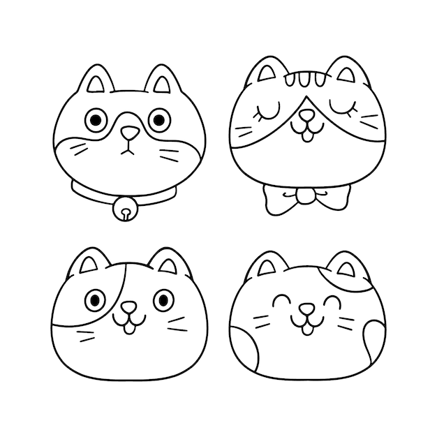Ilustración de dibujo de cara de gato dibujado a mano