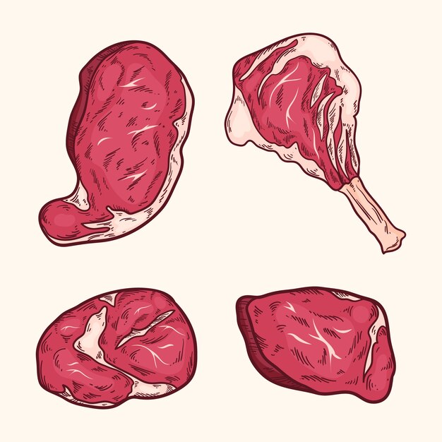 Ilustración de dibujo de carne dibujada a mano