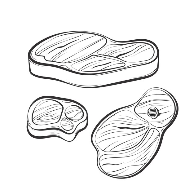 Ilustración de dibujo de carne dibujada a mano
