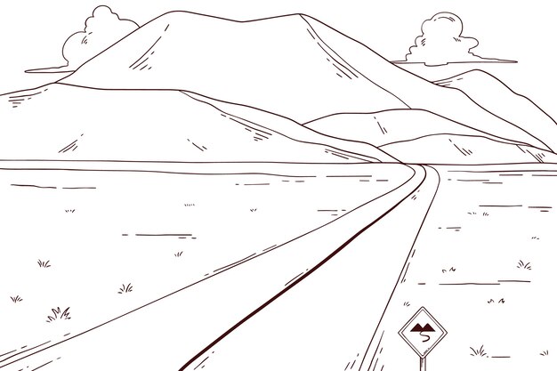 Ilustración de dibujo de carretera dibujada a mano