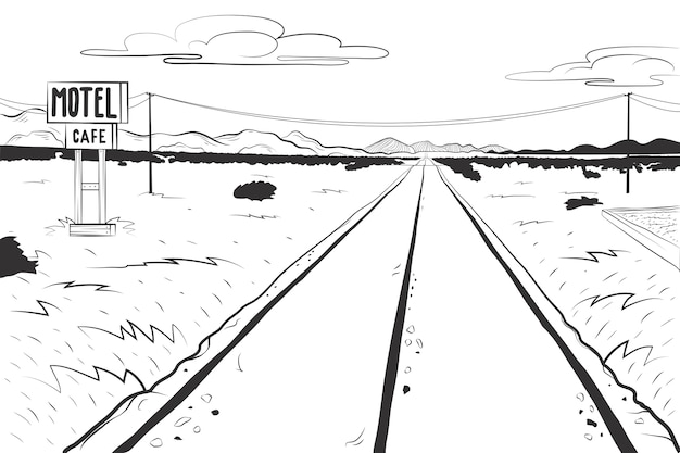 Ilustración de dibujo de carretera dibujada a mano