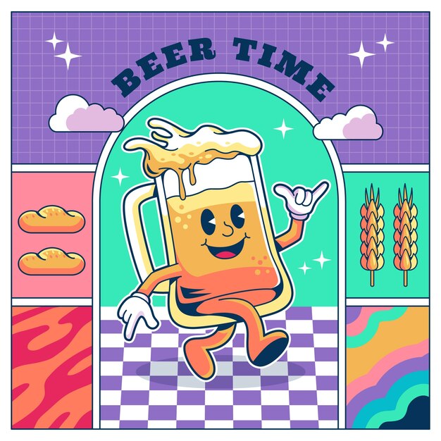 Ilustración de dibujo de cerveza dibujada a mano