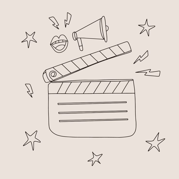 Vector gratuito ilustración de dibujo de cine dibujada a mano