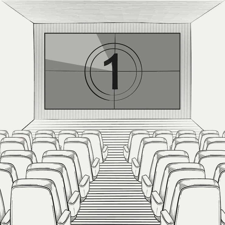 Vector gratuito ilustración de dibujo de cine dibujada a mano