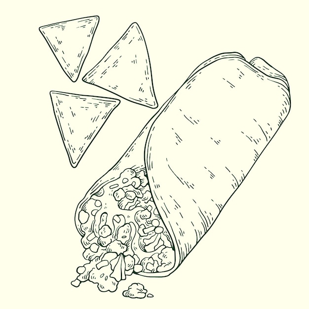 Ilustración de dibujo de comida mexicana dibujada a mano