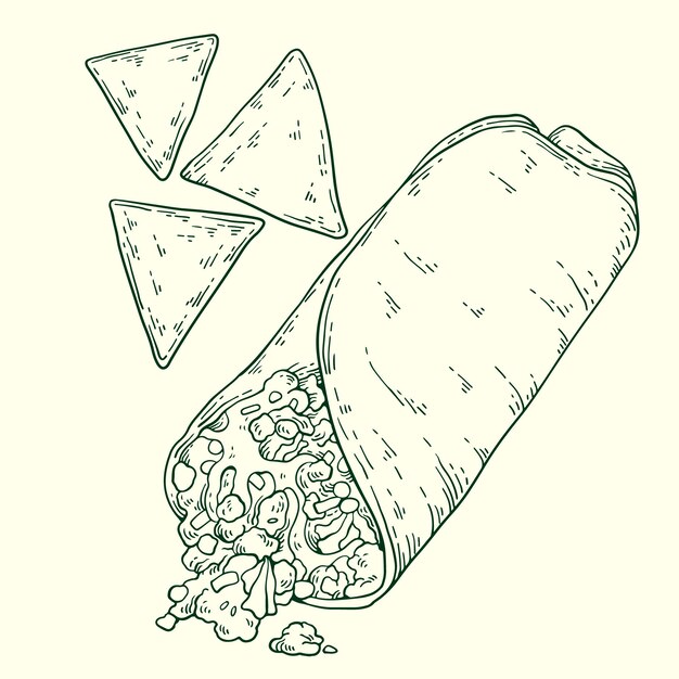 Ilustración de dibujo de comida mexicana dibujada a mano