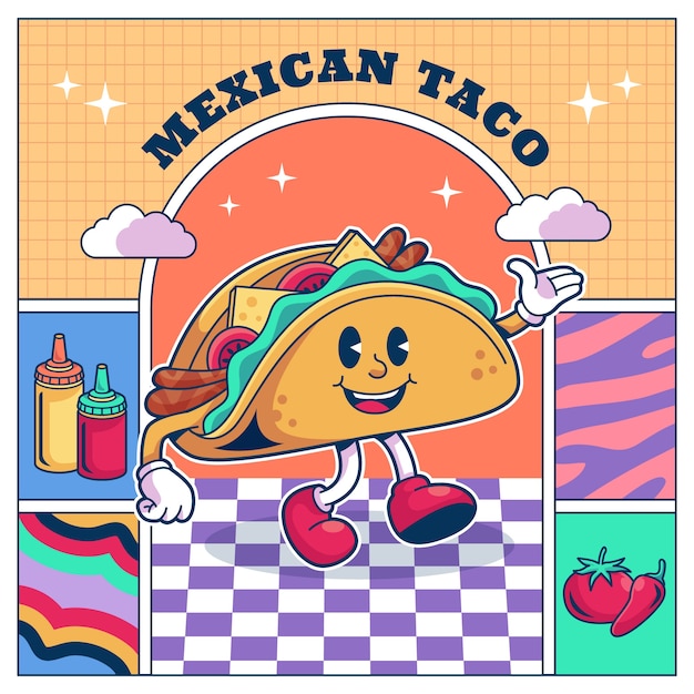 Ilustración de dibujo de comida mexicana dibujada a mano