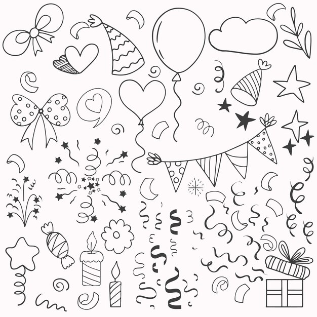 Ilustración de dibujo de confeti dibujado a mano