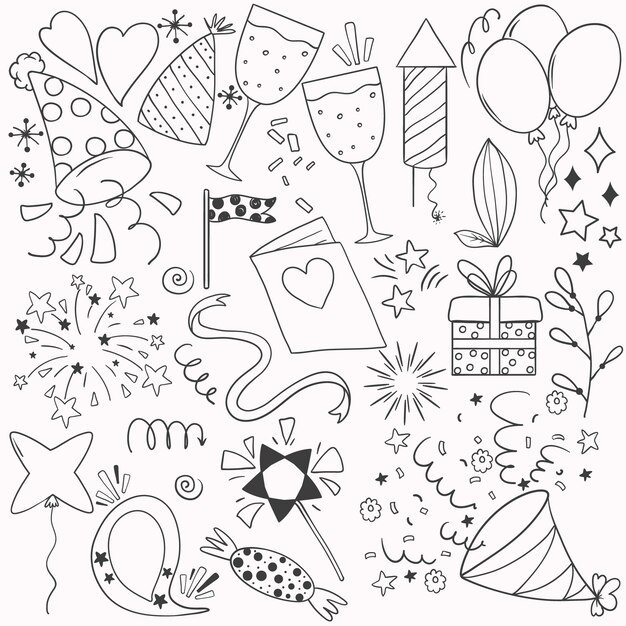 Ilustración de dibujo de confeti dibujado a mano