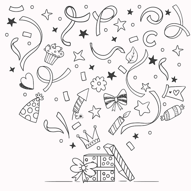 Ilustración de dibujo de confeti dibujado a mano