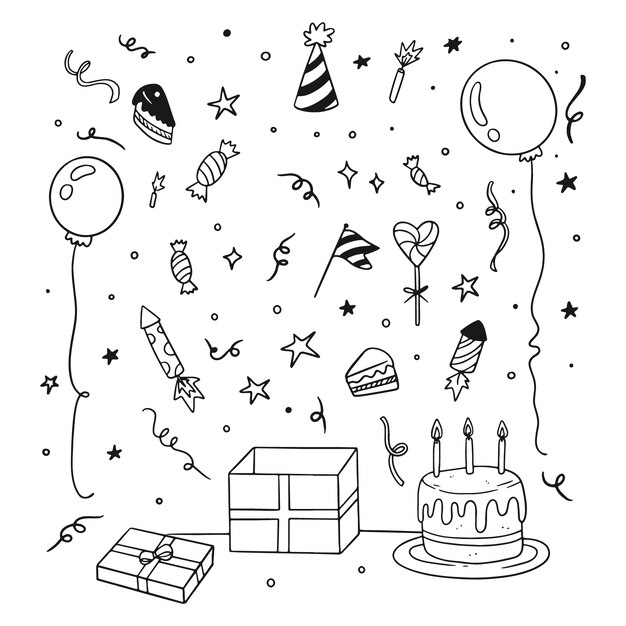 Ilustración de dibujo de confeti dibujado a mano